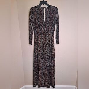 Three Eighty Two Maxi Gemma Deep V Maxi Dress Long Sleeves NWT Size Small
